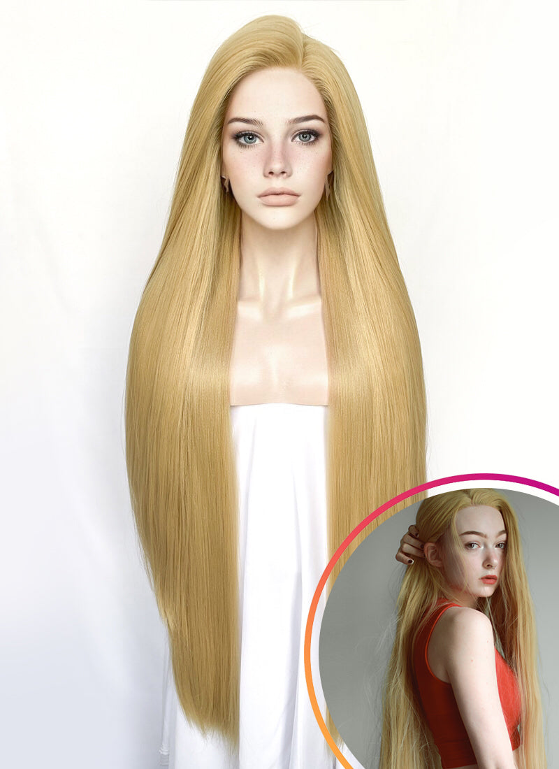 Straight Yaki Blonde Lace Front Synthetic Wig LF701S Wig Is Fashion