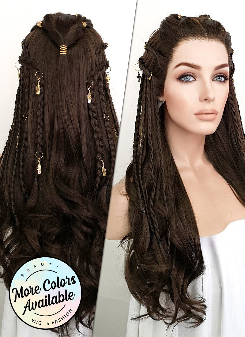 Brunette Braided Lace Front Synthetic Wig WigIsFashion Wig Is