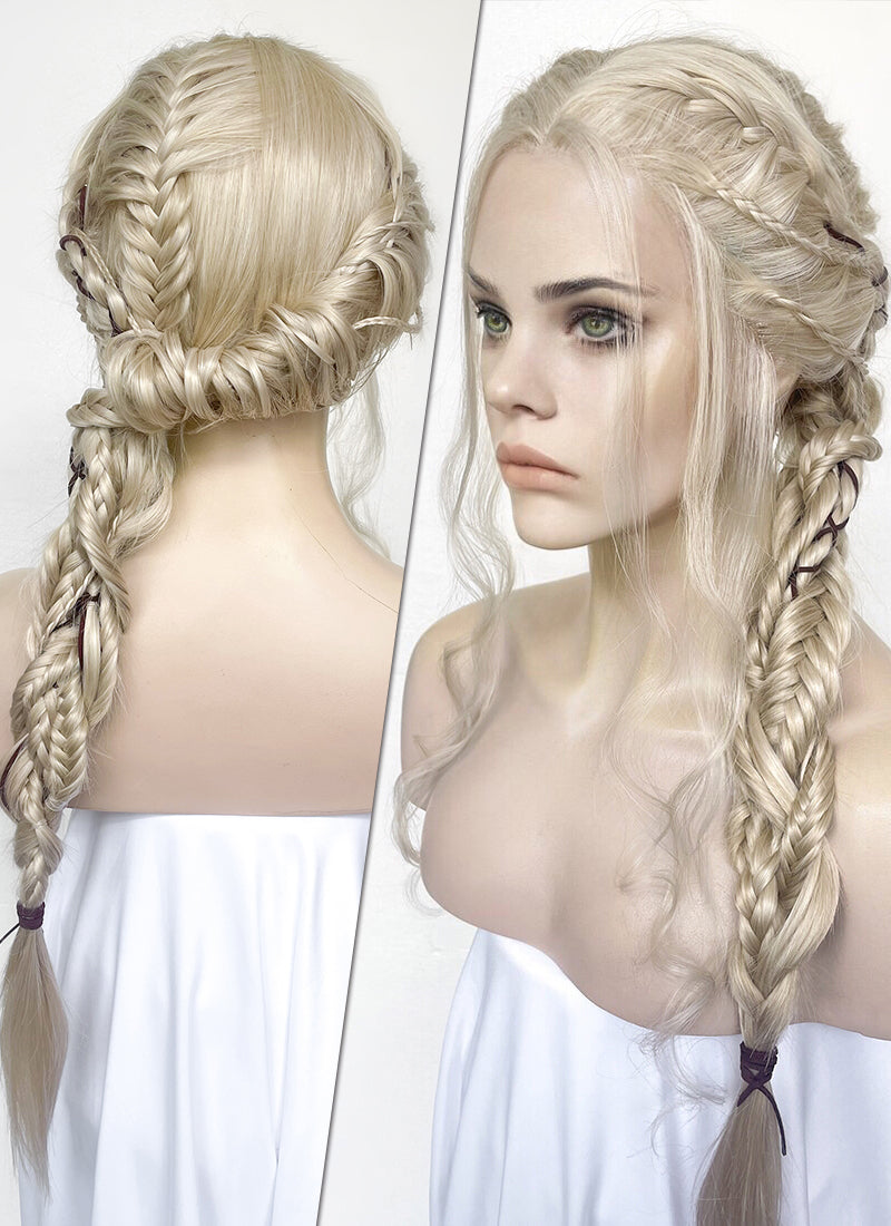 The Witcher 3 Ciri Pastel Ash Blonde Braided Lace Front Wig