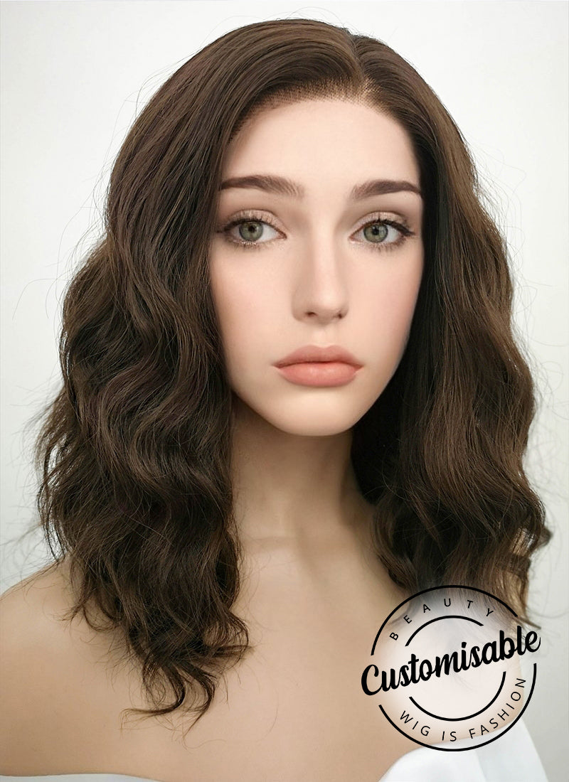 Wavy Brunette Bob Lace Wig CLF407 Customisable