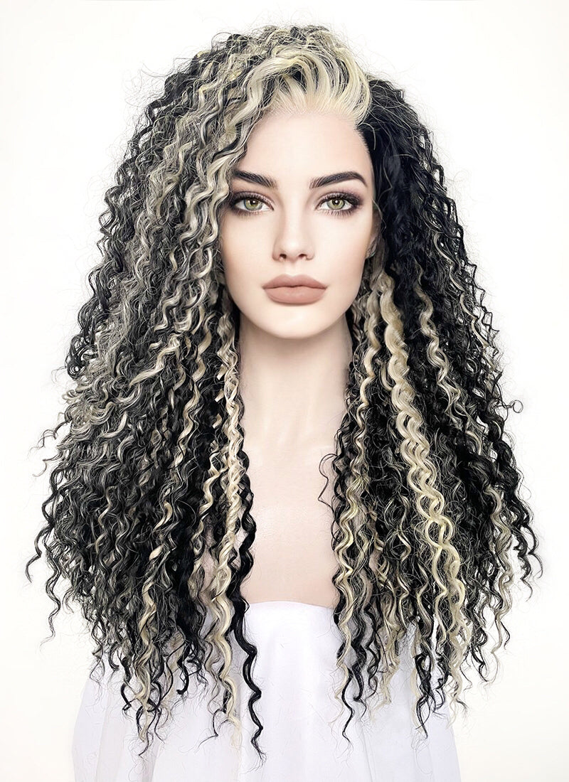 Blonde Mixed Black Curly Lace Front Synthetic Wig LF5160