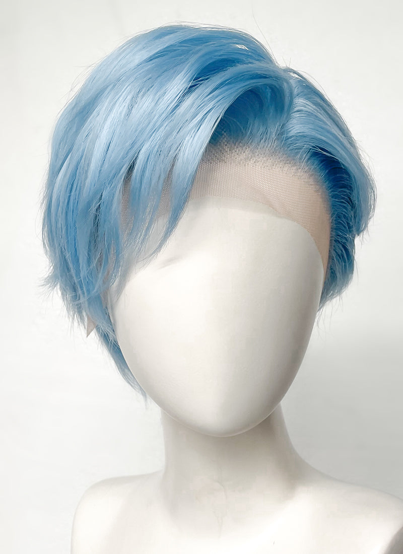 Pastel Blue Straight Lace Front Synthetic Men s Wig LF6021