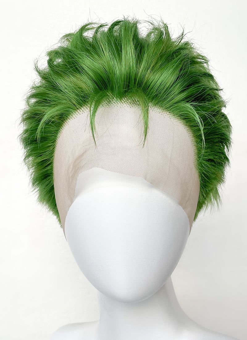 One Piece Roronoa Zoro Green Wavy Lace Front Synthetic Men s Wig LF6044