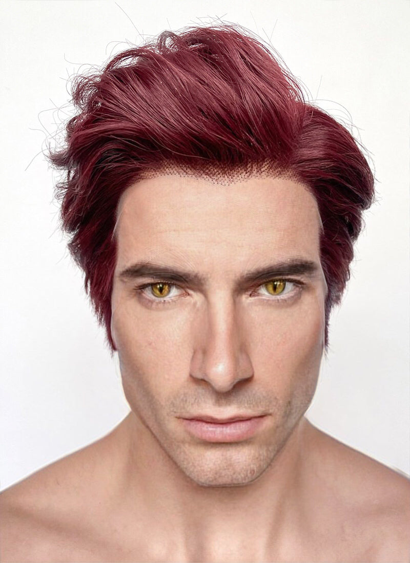 Good Omens Crowley Burgundy Red Straight Lace Front Synthetic Men s Wig LF6045