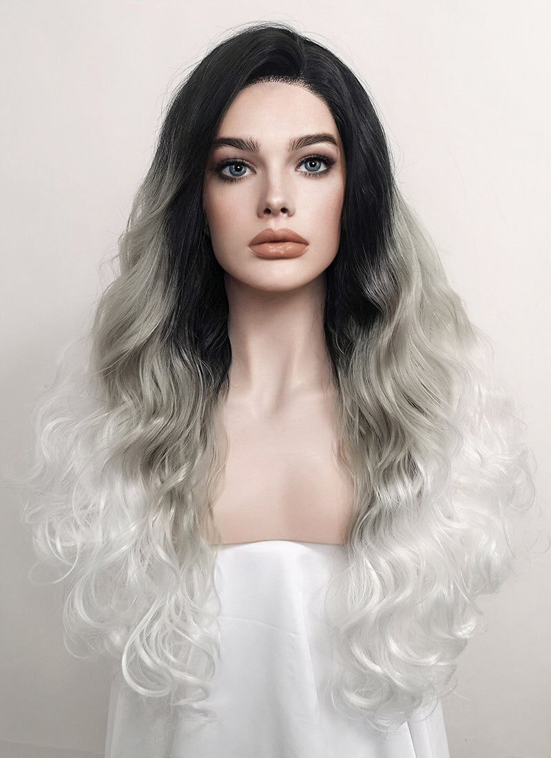 Black Grey White Ombre Lace Front Wig WigIsFashion Wig Is Fashion