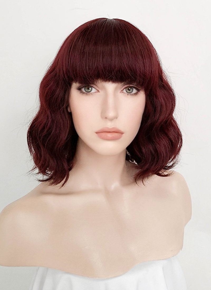 Burgundy Red Wavy Bob Synthetic Wig NS111 WigIsFashion Wig Is