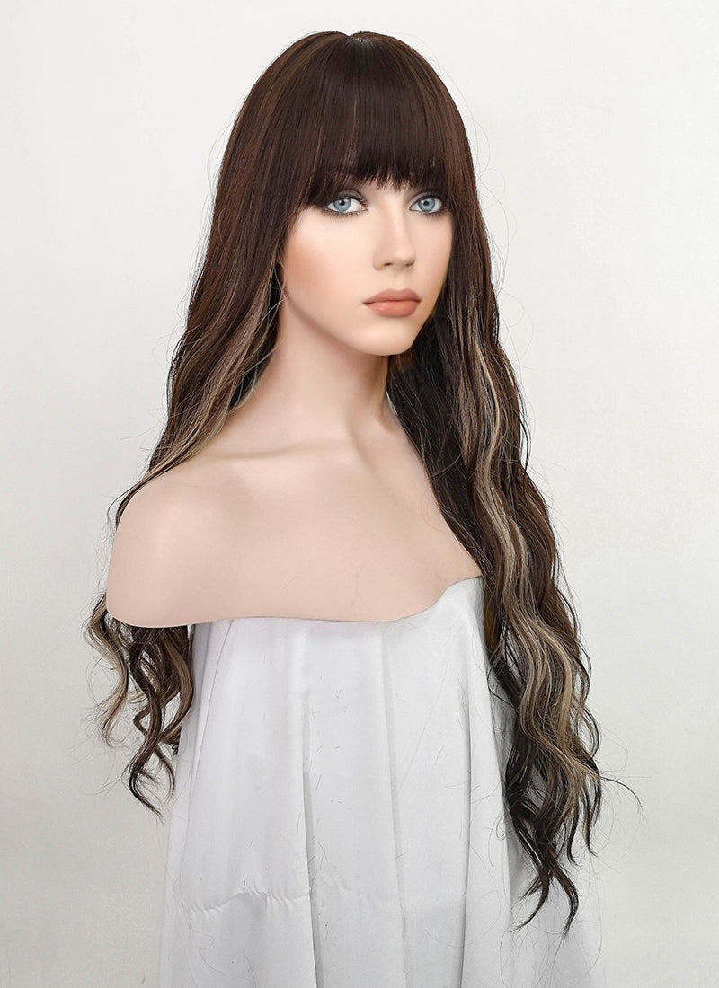 Brown Mixed Blonde Long store Wig