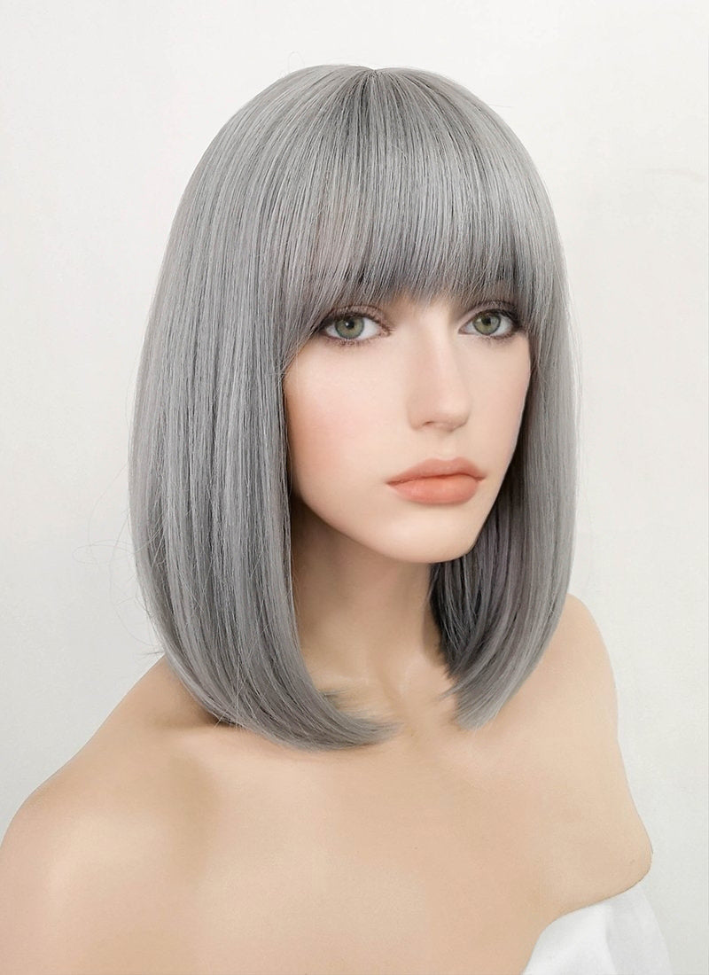 Grey Straight Bob Synthetic Hair Wig NS257 WigIsFashion Wig Is