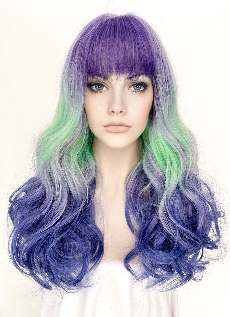 purple and green ombre hair