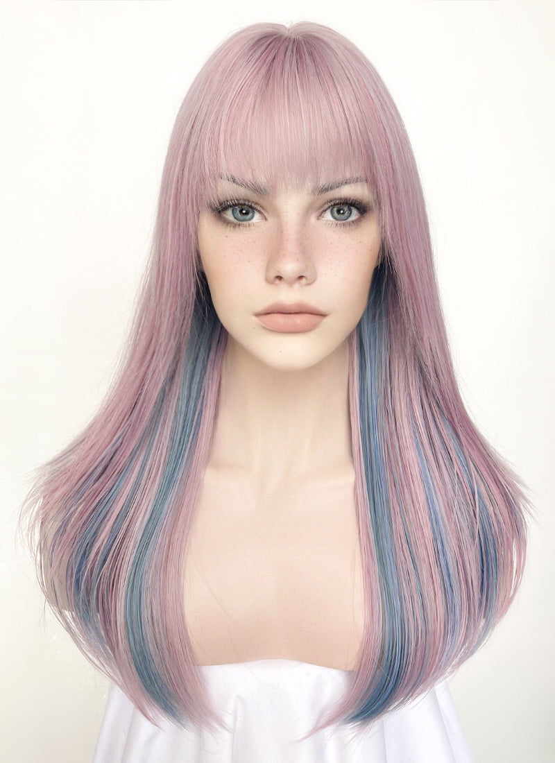 Pastel Pink Mixed Blue Synthetic Hair Wig | WigIsFashion – Wig Is 