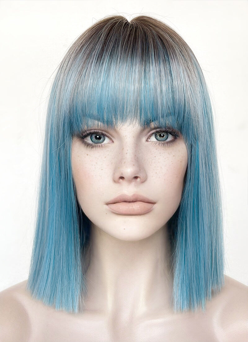 Blue wig clearance with black roots