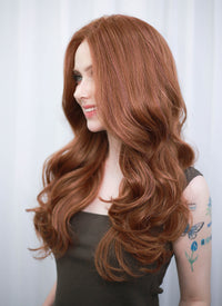 Auburn Wavy Mono Top Lace Wig MN004