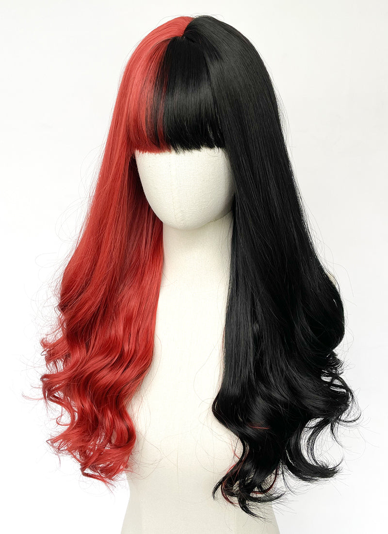 Ginger Black Split Color Wavy Synthetic Wig CSX052 Wig Is Fashion