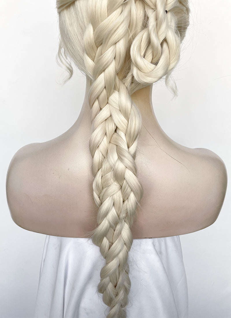 House of the Dragon Queen Rhaenyra Targaryen Platinum Blonde Braided Lace Front Synthetic Wig LF2170