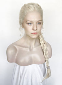 House of the Dragon Queen Rhaenyra Targaryen Platinum Blonde Braided Lace Front Synthetic Wig LF2170