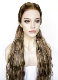 Brown With Blonde Highlights Braided Lace Front Synthetic Wig LF2508