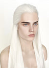 White Straight Lace Front Synthetic Men's Wig LF3270B