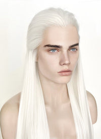 White Straight Lace Front Synthetic Men's Wig LF3270B (Customisable)