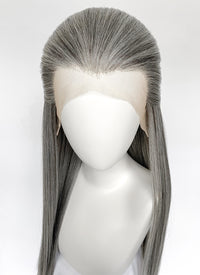 Mixed Grey Straight Lace Front Synthetic Men's Wig LF3270E