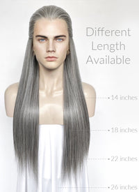 Mixed Grey Straight Lace Front Synthetic Men's Wig LF3270E (Customisable)