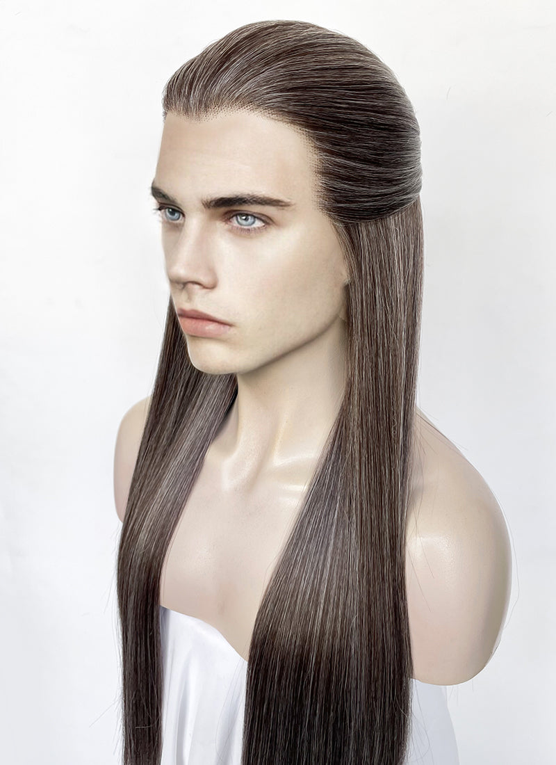 Mixed Brown Straight Lace Front Synthetic Men's Wig LF3270H (Customisable)