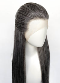 Mixed Dark Grey Straight Lace Front Synthetic Men's Wig LF3270J