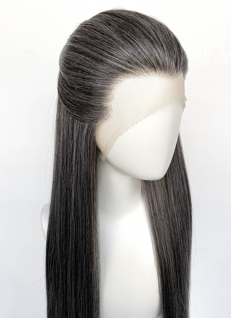 Mixed Dark Grey Straight Lace Front Synthetic Men's Wig LF3270J (Customisable)