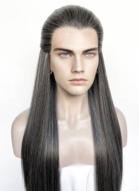 Mixed Dark Grey Straight Lace Front Synthetic Men's Wig LF3270J (Customisable)