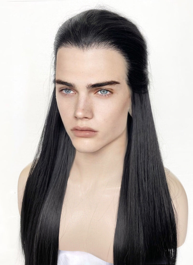 Black Straight Lace Front Synthetic Men's Wig LF3270 (Customisable)