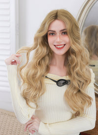 Balayage Blonde With Brown Roots Wavy Kanekalon Lace Front Synthetic Wig LF3306