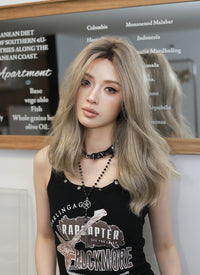 Blonde With Dark Roots Wavy Lace Front Synthetic Wig LF3307A