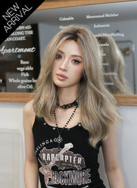 Blonde With Dark Roots Wavy Lace Front Synthetic Wig LF3307A