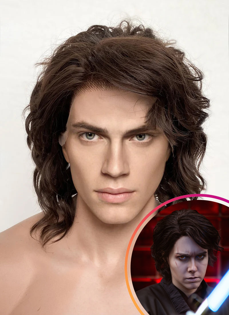 Star Wars Anakin Skywalker Darth Vader Brunette Wavy Lace Front Synthetic Men's Wig LF407GA