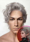 Baldur's Gate 3 Astarion Grey Curly Lace Front Synthetic Men's Wig LF6033