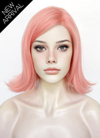 Pink Curtain Bangs Straight Flip Lace Front Synthetic Wig LF6079