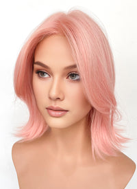 Pink Curtain Bangs Straight Flip Lace Front Synthetic Wig LF6079