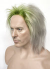 Beetlejuice Grey With Green Roots Wavy Lace Front Synthetic Men's Wig LF6082