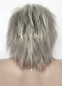 Beetlejuice Grey With Green Roots Wavy Lace Front Synthetic Men's Wig LF6082