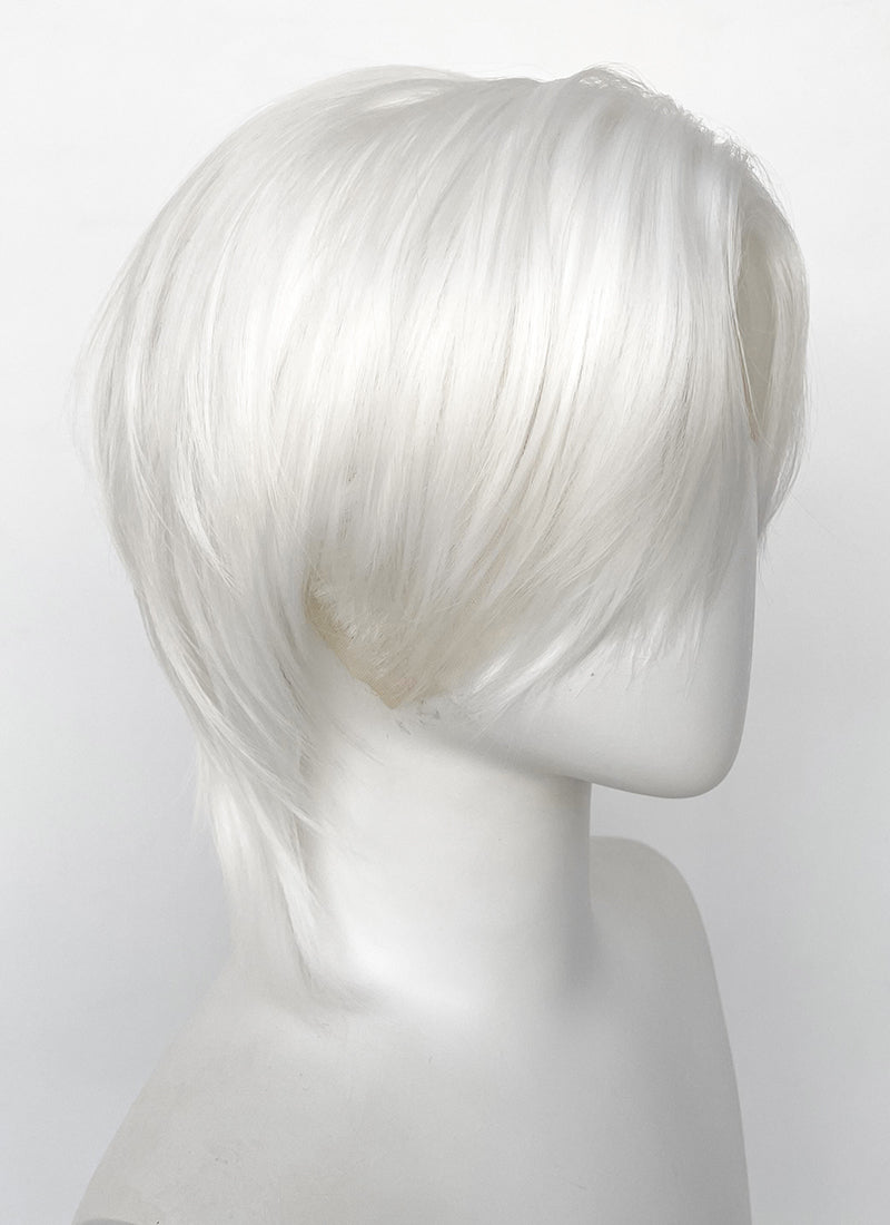 Pure White Straight Lace Front Synthetic Men's Wig LF6086