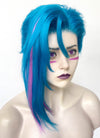 League of Legends LOL Arcane Jinx Turquoise Blue Mixed Pink Straight Lace Front Synthetic Wig LF6097