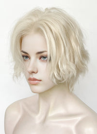 Platinum Blonde Wavy Lace Front Synthetic Men's Wig LF8000 (Customisable)