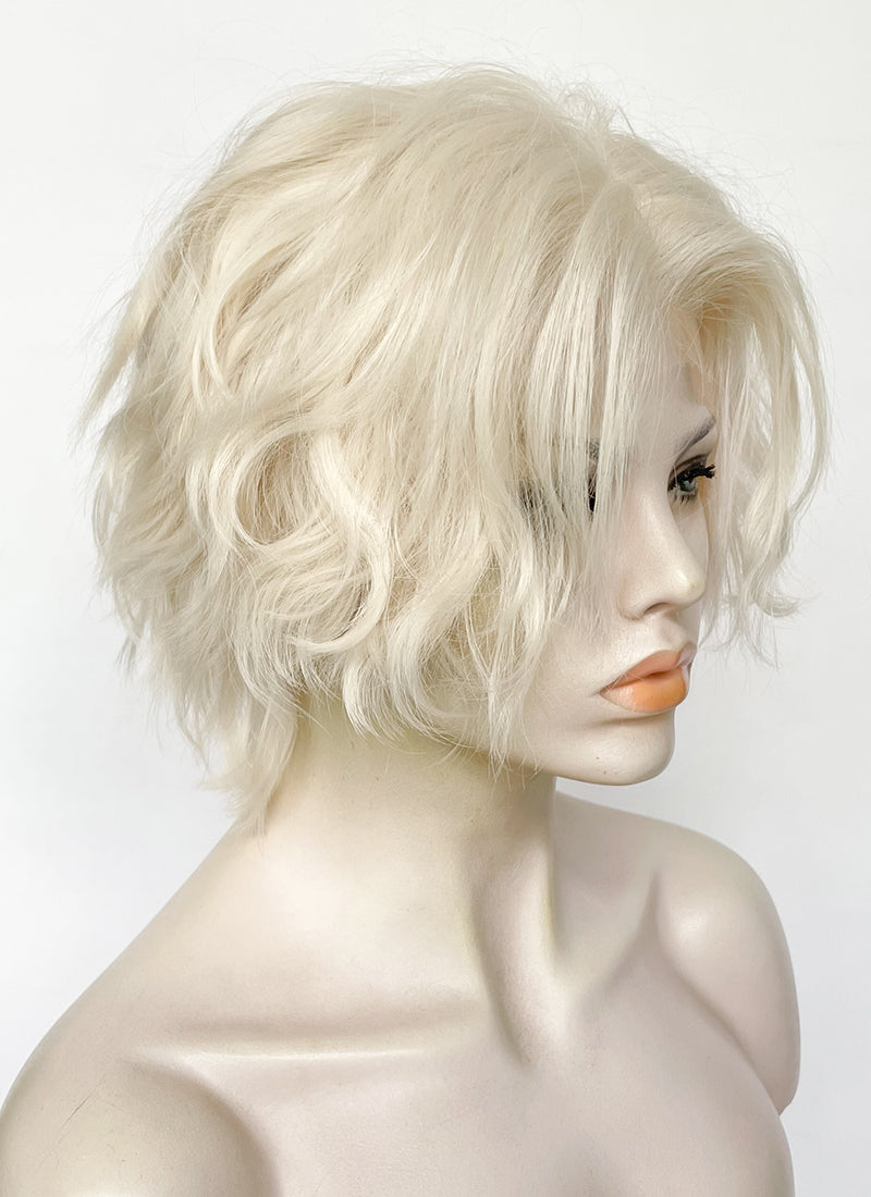 Platinum Blonde Wavy Lace Front Synthetic Men's Wig LF8000