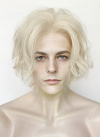 Platinum Blonde Wavy Lace Front Synthetic Men's Wig LF8000