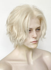 Platinum Blonde Wavy Lace Front Synthetic Men's Wig LF8000