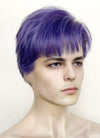 Purple Straight Lace Front Synthetic Men's Wig LF8005