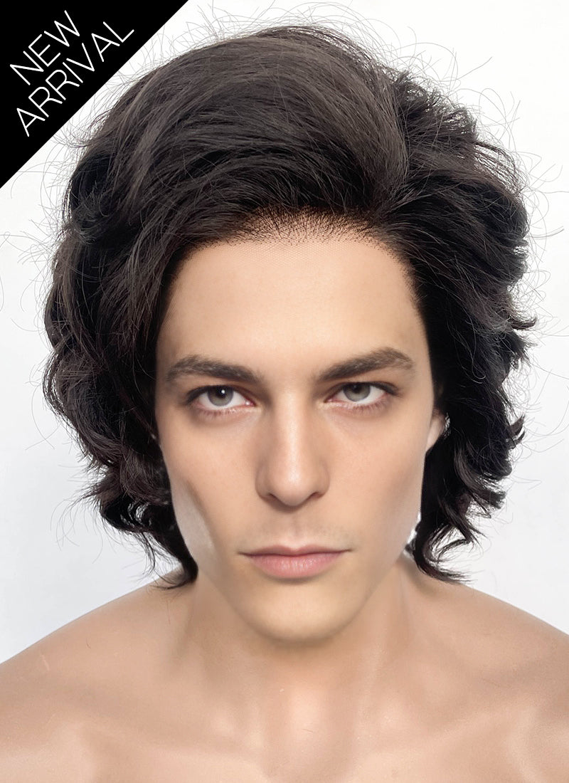 Brunette Wavy Lace Front Synthetic Men's Wig LF8022