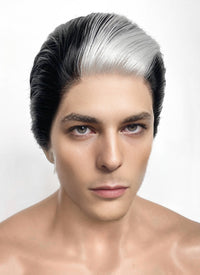 Black And White Straight Lace Front Synthetic Men's Wig LF8030