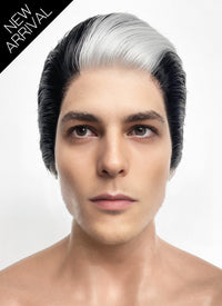 Black And White Straight Lace Front Synthetic Men's Wig LF8030