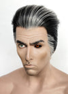 Arcane Silco Black Mixed Grey Straight Lace Front Synthetic Men's Wig LF8031