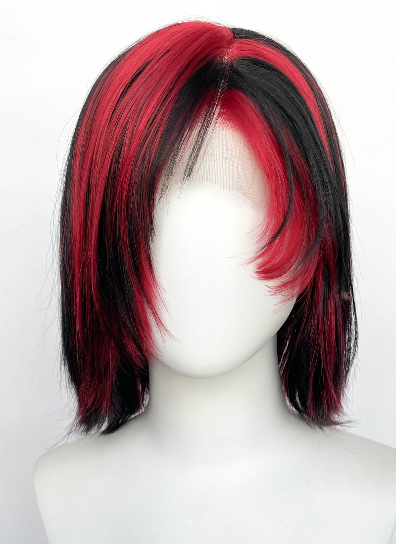 Red Mixed Black Straight Lace Front Synthetic Wig LFCS254